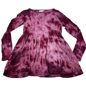 Baea Tie Dyed Flowy Soft Stretchy Peplum Babydoll Top Sz Large in Plum NWT